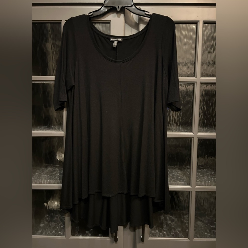 Eileen Fisher Black Short Sleeve Swing Top/Tunic